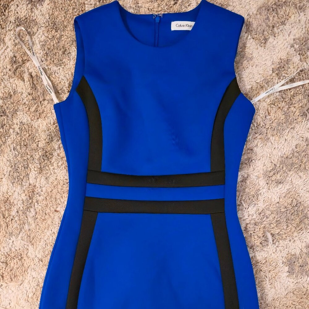 Calvin Klein Women's Sleeveless Scuba Colorblock Sheath Dress (Size 4)